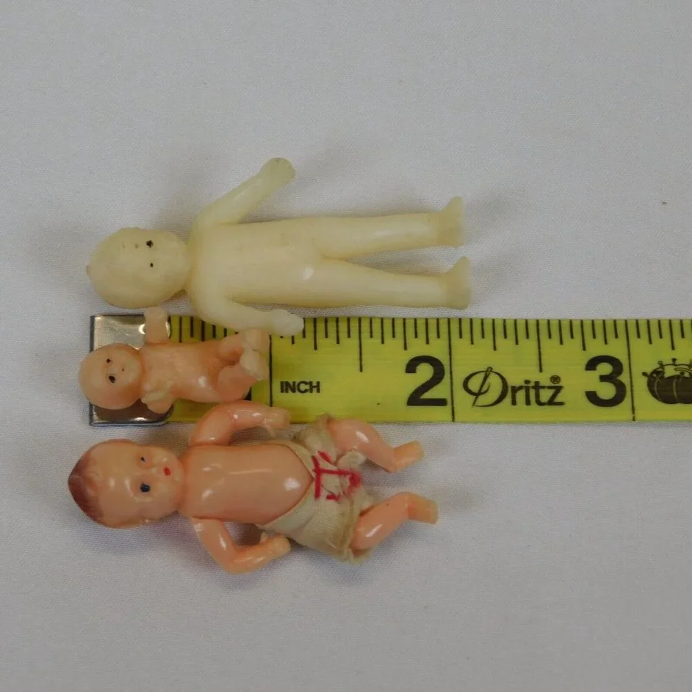 Lot of 3 Creepy Miniature Babydolls Dollhouse Size 1 Articulated Jointed Tiny - Picture 7 of 9